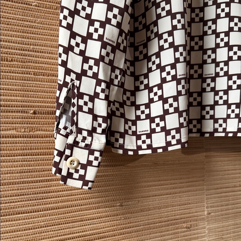 Sandro Brown and Cream Geometric Men's Shirt - Picture 5 of 10